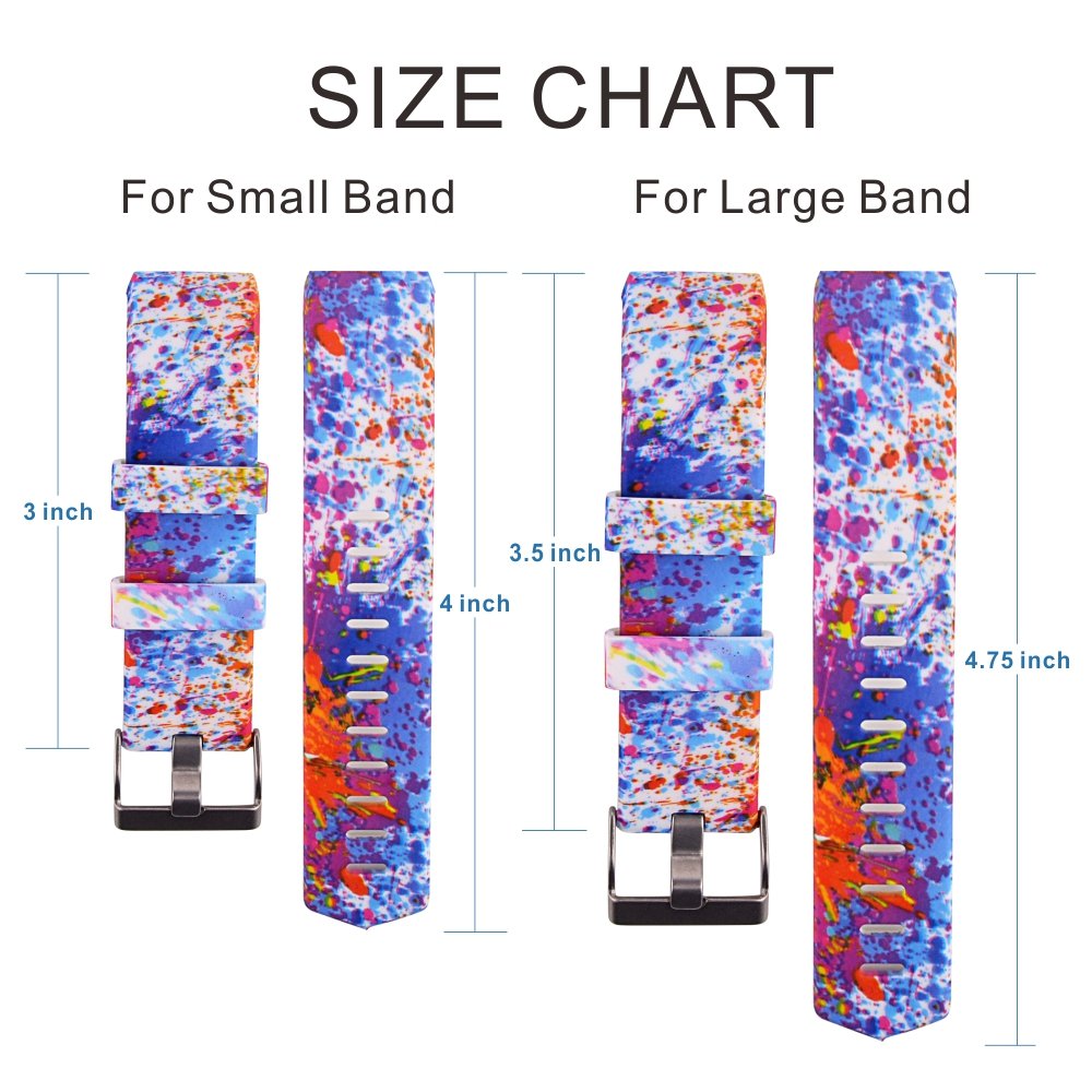 Fitbit Charge 2 Band,Soft Silicone Adjustable Replacement Sport Strap Printed Design Bands with Classic Buckle Fitness Accessory Wristband for Fitbit Charge2 (Pattern-14, Large (Wrist 6.5\