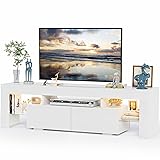 JUMMICO TV Stand, Modern Lighting TV Cabinet