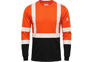KONRECO FR Tee Shirts High Visibility Lightweight 6oz Long Sleeve Hi-Vis Flame Resistant Safety Shirts CAT 2