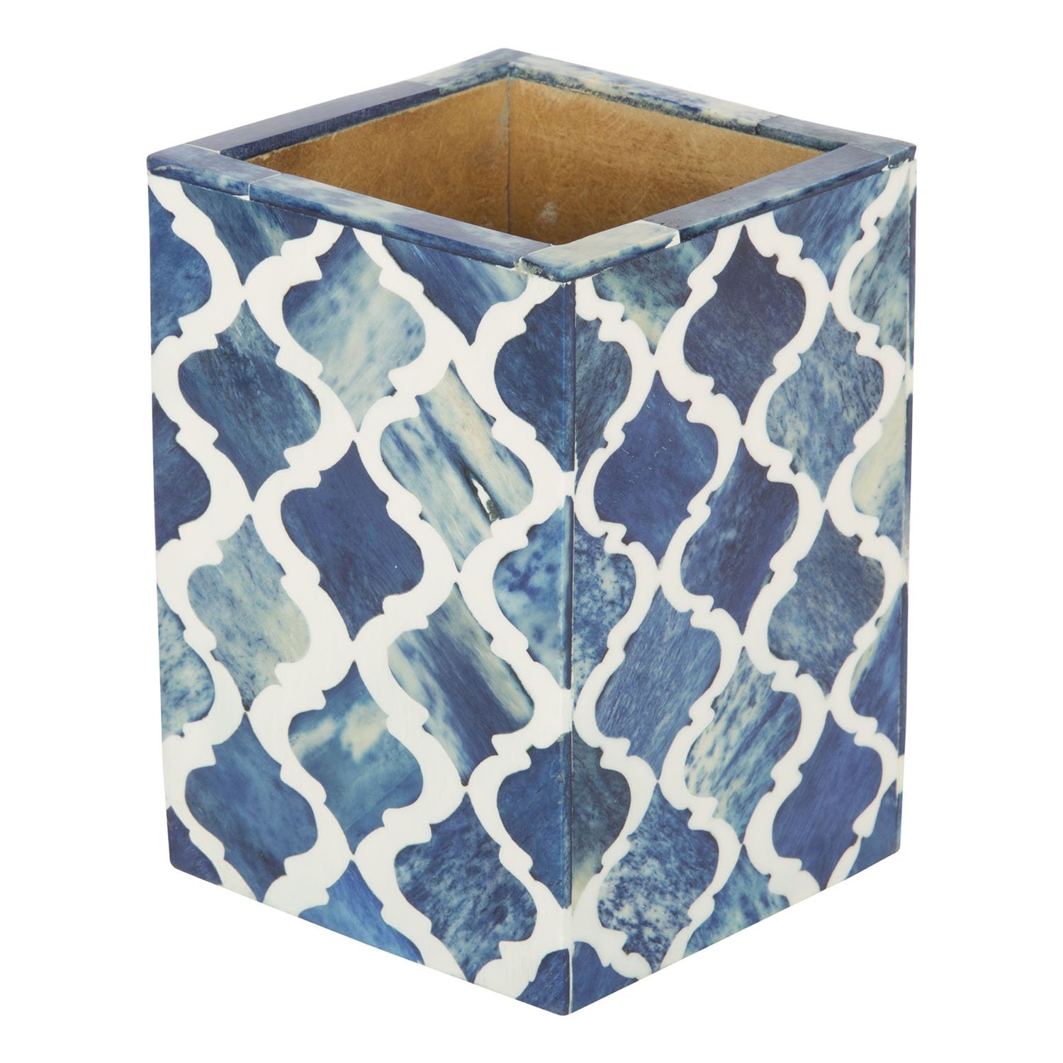 Handicrafts Home Moroccan Blue Bone Inlay Pen Holder 3×4 Inch, Handmade Desk Organiser for Office & Home, Modern Patterned Pencil Pot, Stationery Holder, Desk Accessories & Stationery Holder — image 1