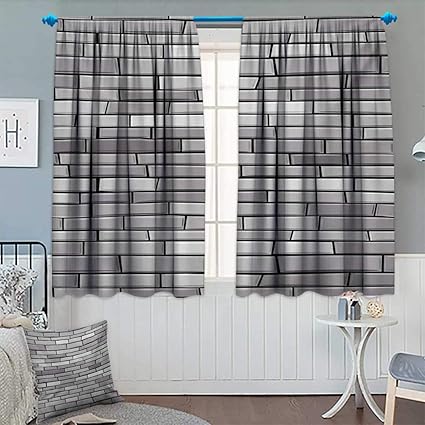 Amazon Com Anhounine Grey Blackout Curtain Illustration Of Brick