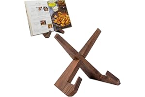 Wooden Cookbook Stand, Adjustable Recipe Book Holder with Cross-Frame Design, Multipurpose Display Easel for Kitchen Counter 