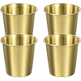 uxcell 4 Pc 304 Stainless Steel Cup, 6.76oz/200ml Water Cup Unbreakable Shatterproof Metal Drinking Tumbler for Bar Restaurant Gold