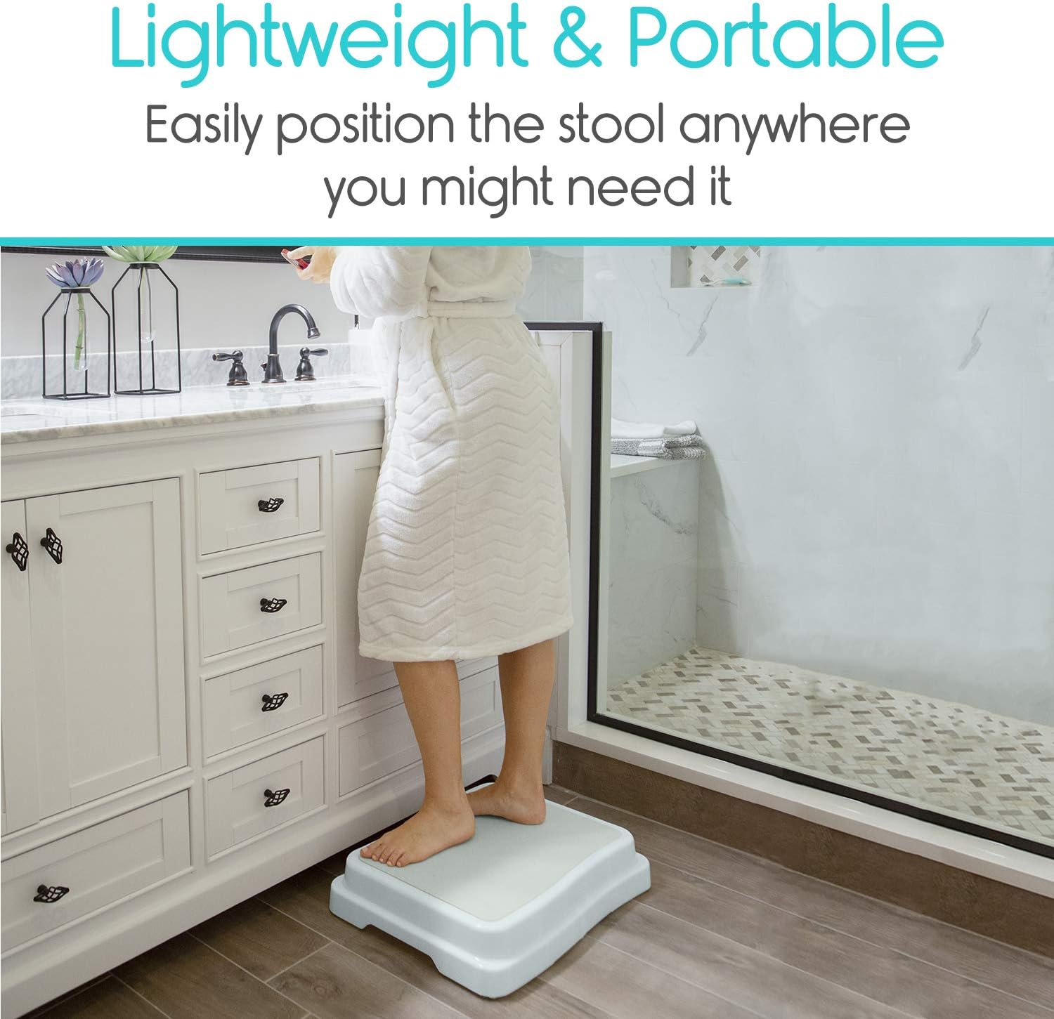 Vive Bath Step (4 inch) - Slip Resistant Shower Stepping Stool - Elevated Bathroom Safety Aid for Handicap, Elderly Seniors Entering, Exiting Bathtub - Nonslip Heavy Duty Bathtub, Bed, Kitchen: Health & Personal Care