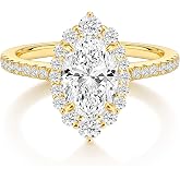 EAMTI 3CT Oval Cut CZ Engagement Rings for Women Halo Wedding Band | Cubic Zirconia, Wedding Promise Ring, Travel Ring, Marquise, White Gold Plated