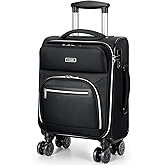 Sydioor Underseat Carry On luggage Airline approved, 16-inch Softside Underseater Travel Suitcases with Wheels Lightweight Overnight Bag Small Rolling Carry-on for Women,Black