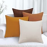 KENOBE 4 Pack Throw Pillow Covers 18x18 Inch Modern Nordic Cushion Covers, Soft Corduroy Christmas Home Decor for Couch Bed, Sofa, Living Room, Farmhouse Bohemian Style Cushion Covers, Brown