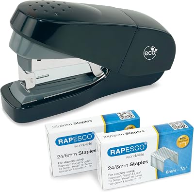 Rapesco 1688 ECO Flat Clinch Stapler 24/6mm 35 Sheet 2000 Staples Black