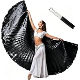 Tefrica Women's Professional Belly Dance Wings with Sticks Halloween Carnival Performance Accessories