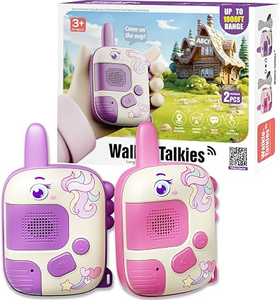 DQMOON 2PCS Unicorn Walkie Talkies for Girls Age 3-9 Kids Outdoor Toys Birthday