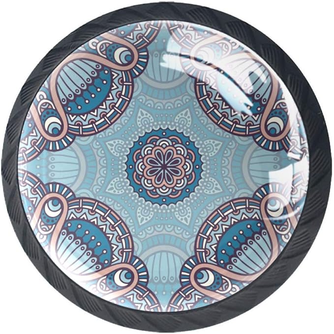 Schrankknöpfe und -griffe mit Mandala-Muster, rund, für Küchen- und
