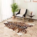 Faux Cowhide Area Rug, Sika Deer Print Hide Rug