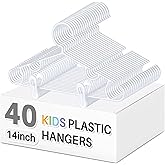 Hsei 40 Packs 14 Inch Baby Hangers with Clips, Plastic Kids Pants Hangers for Nursery Closet, Top and Bottom Clothes Hanger Set for Newborn Child Infant Toddler Boys and Girls