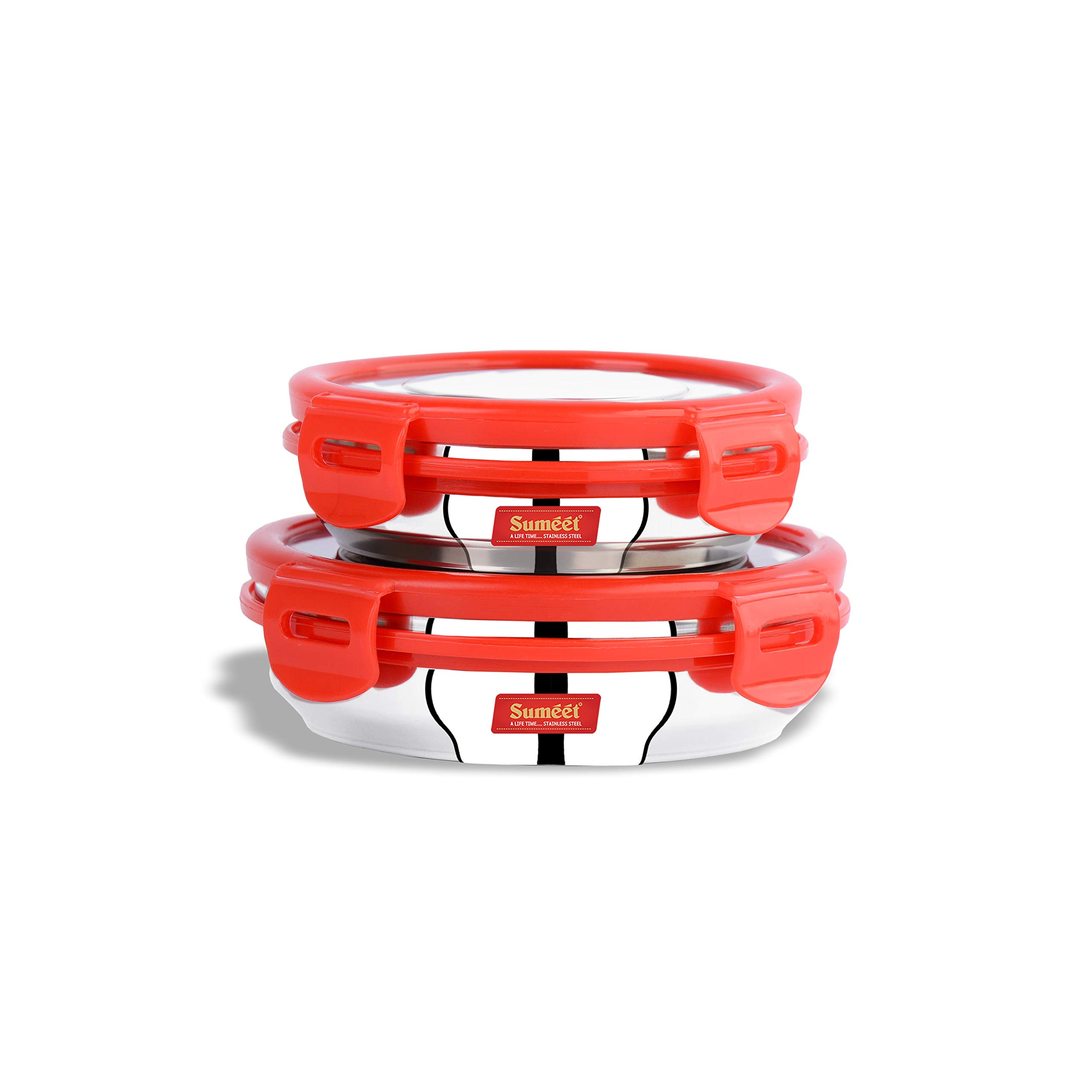 Sumeet Airtight & Leak Proof Steelexo S.S. Container/Lunch Box s with Stainless Steel Lid - (Capacity 240ml, 300 ml)-Set of 2pc