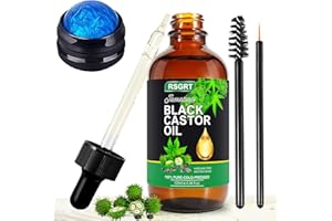 RSGRT Castor Oil with Massage Roller, Organic Castor Oil for Body, Skin Moisturizer, Facial Oil, Massage Oil, 100% Pure Castor Oil Cold Pressed Unrefined for Hair Growth (60ml)