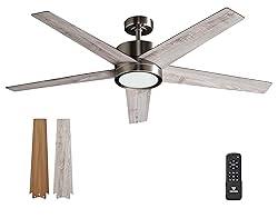 VAGIZM 52 Inch Ceiling Fan Brushed Nickel Remote