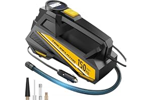 FLYKID Tire Inflator Portable Air Compressor - DC 12V Air Pump for Car Tires with 150PSI LCD Digital Gauge & Emergency LED Li