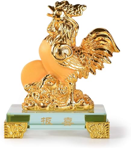 その他 Daum Crystal Gold Rooster 02692 Daum Crystal Chinese Horoscope Amber & Green Rooster Figurine