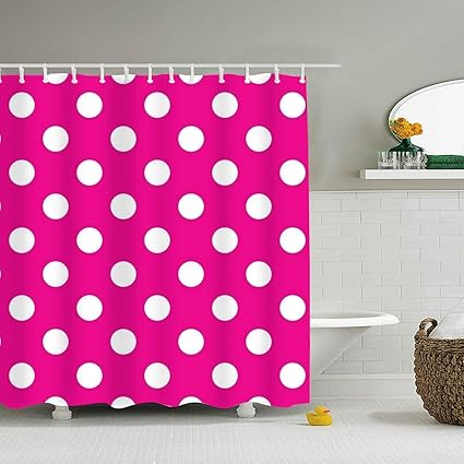Amazon Com Wanl Hot Pink Polka Dot Shower Curtain Bath