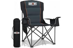 Overmont Oversized Folding Camping Chair - 450lbs Support with Padded Cushion Cooler Pockets - Heavy Duty Collapsible Chairs for Sports Garden Beach Fishing
