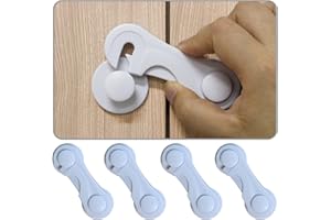Cabinet Door Locks for Baby Proofing and Child Safety, 4 Pack Childproof Cabinet Locks with Adhesive for Drawer Cupboards Fri