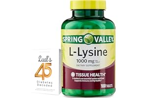 Spring Valley L-Lysine 1000mg 100 Tablets, llysine Supplement for Immune Support Bundle with Lual's 45 Diabetes Decoded
