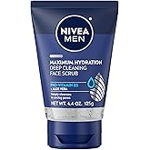 NIVEA MEN Maximum Hydration Deep Cleaning Face Scrub With Aloe Vera, 1 Pack of 4.4 Oz Tube