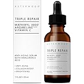 Asterwood Triple Repair Matrixyl 3000 + Argireline + Hyaluronic Acid + Vitamin C Serum for Face - Anti-Aging, Collagen Boosting, Hydrating - Fragrance-Free - 1 Fl Oz