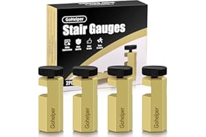 GOHELPER 2 Pack Brass Framing Square Stops, Stair Gauge Set for Framing Square, Tall Heavy Duty Brass, Lengthen Hexagonal Brass Body, Enlarge Knob for Carpentry Squares Stair and Rafter, Circular Saw