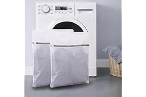 2 Pack Laundry Bags, 16" x 20" Laundry Mesh Wash Bags Zipper Closure, for Clothing and Delicates