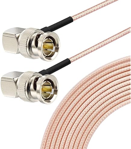 Cable Coaxial RG400 Plateado BNC Macho A BNC Macho En ángulo - Lote, Para RF Y Comunicaciones