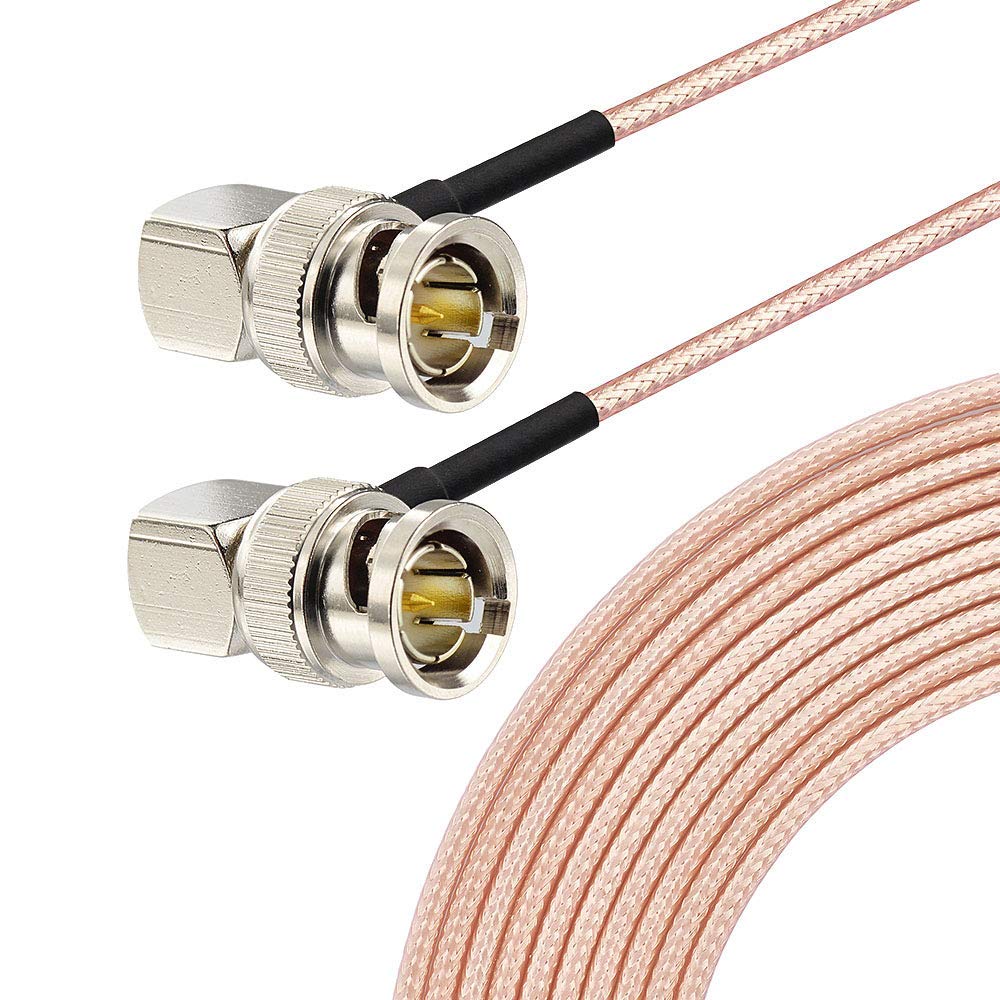 Superbat Thin BNC Male to Male (Both Right Angle) RG179 Cable 1m Short HD 3G SDI Video Cable 75ohm for Blackmagic Camera SDI Converter CCTV Monitor Audio Video System Supports 3G-SDI/HD-SDI/4K/8K