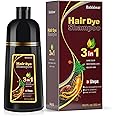 Brown Hair Dye Shampoo for Gray Hair Coverage,Instant Hair Color Shampoo for Women and Men.3 in 1 with Natural Ingredients, Lasts 30 Days/500ml
