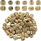 SOFPLATE 1 Box 60pcs Large Hole Alloy Tibetan Spacer Beads European Rondelle Barrel Tube Spacers Loose Antique Gold Hollow Bead For Jewelry Making Bracelet Women DIY Accessories