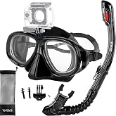 Nearsighted Snorkel Gear, Nearsighted Dry Snorkel Set for Adult Youth, Shortsighted Anti Fog Diving Mask &amp; Dry Top Snorkel with Detachable Camera Mount for Scuba Diving, Snorkeling, Freediving