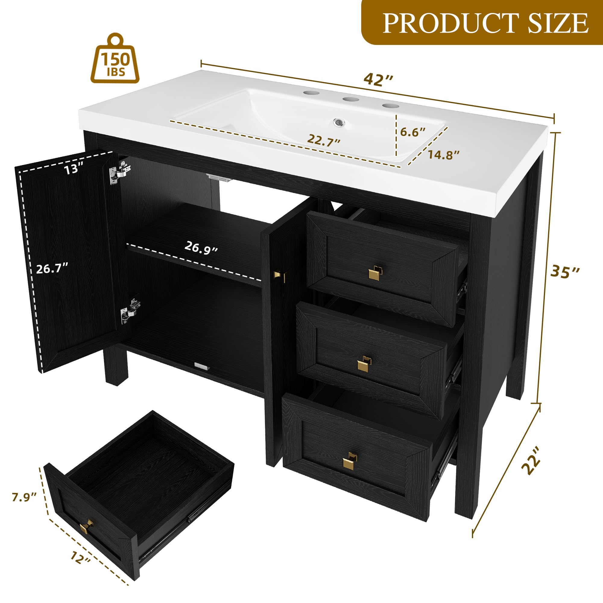 Photo 1 of **SINK ONLY**YITAHOME 42" Vanity with Sink Set