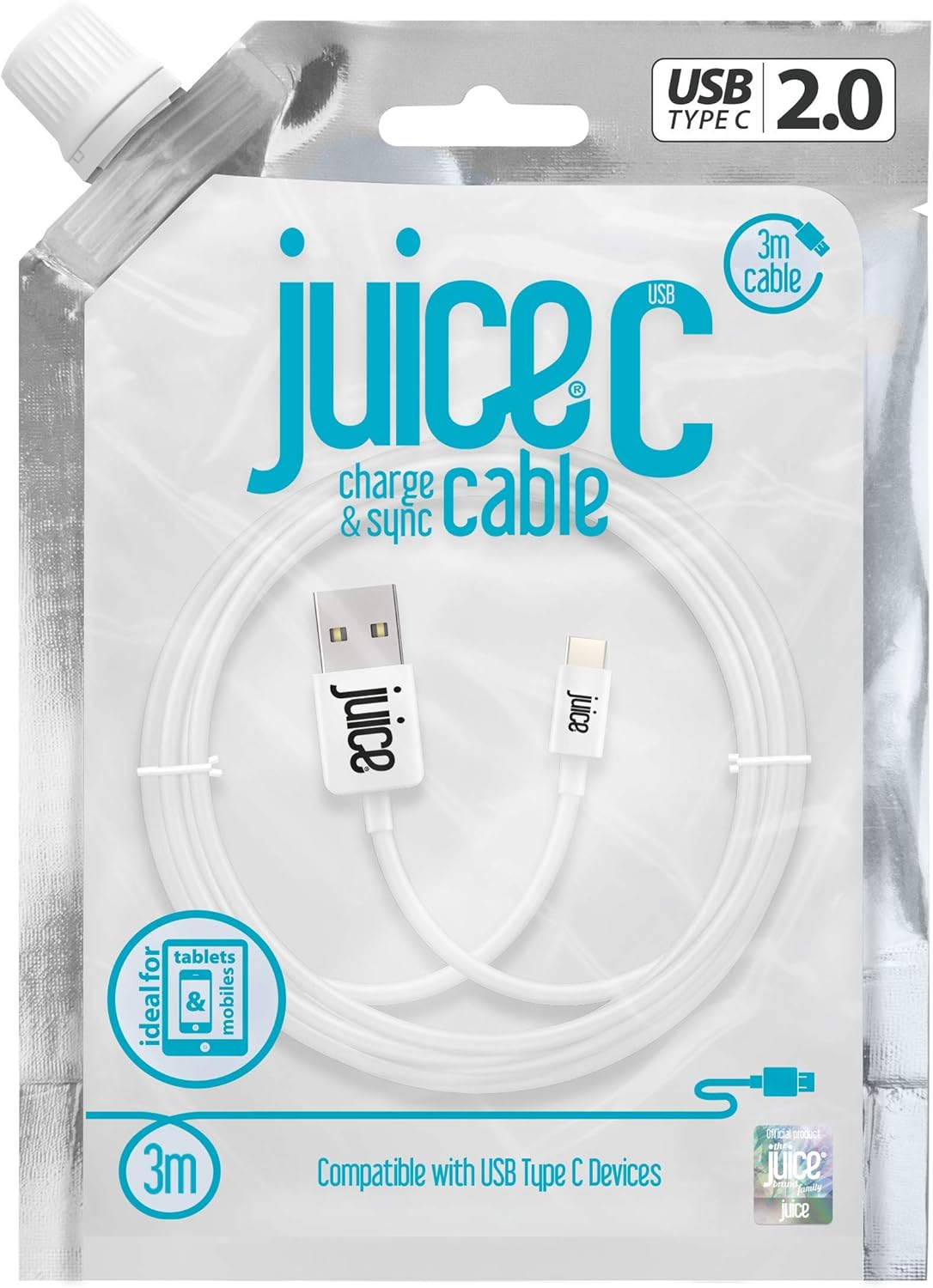 Juice USB Type C 3m Charger and Sync Cable for Samsung Galaxy S20, S10, S9, S8, S20 Plus, Huawei P30, P20, Sony - Image 4