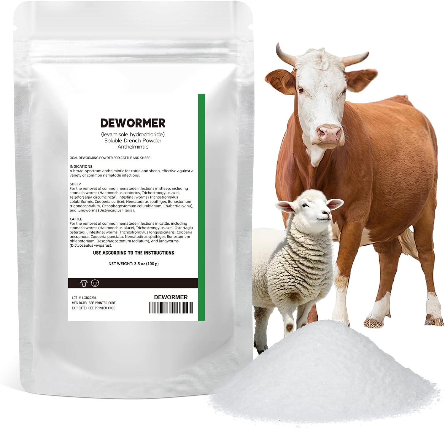 BiKontrun Soluble Drench Powder, Dewormer for Cattle and Sheep, 3.5 oz (100 g)