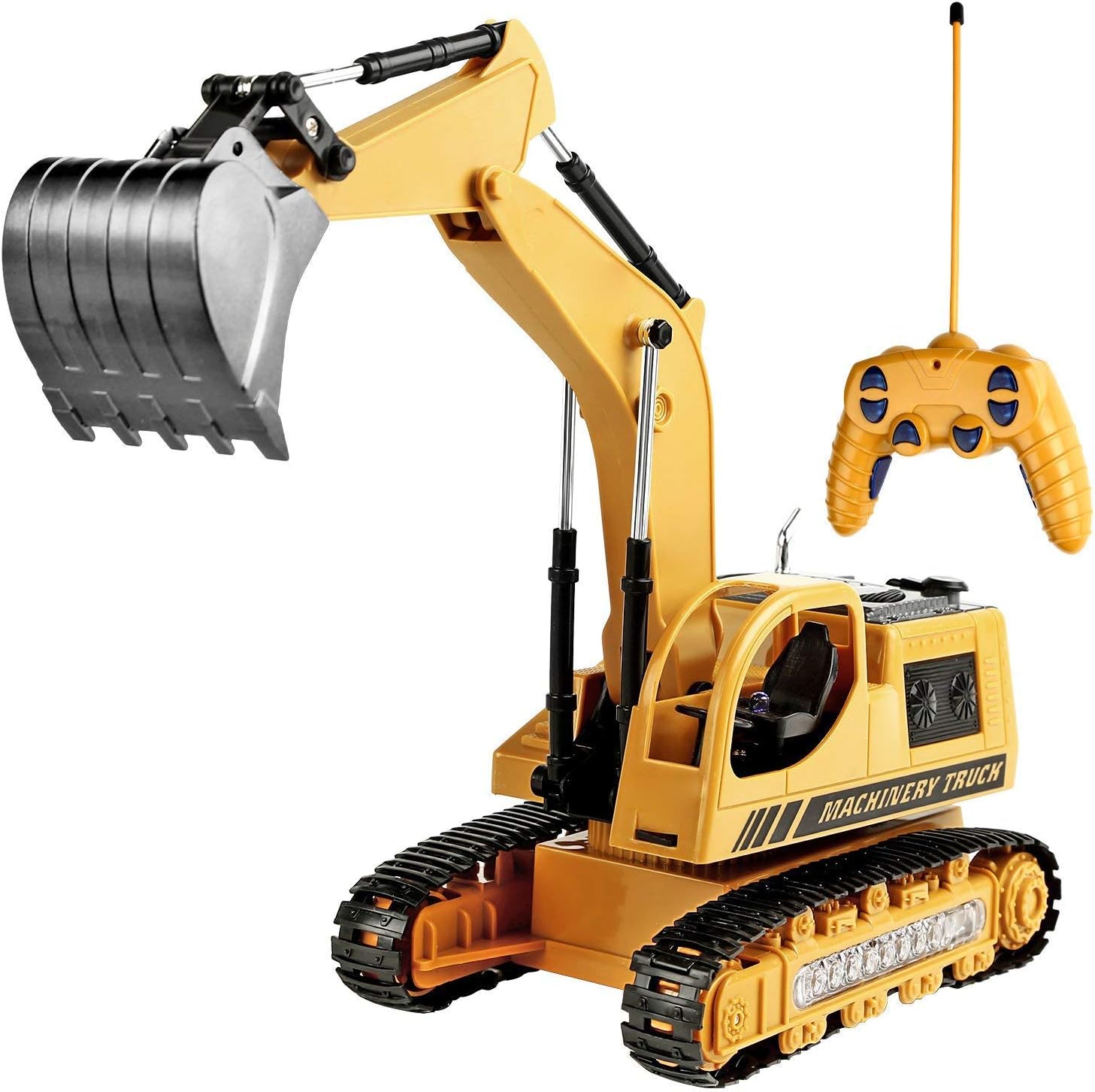 Toyard Remote Control Excavator Toy for Boys & Girls Excavator Toy for Toddlers Toy for Gifts Birthday Gift for Boys Toy Excavator with Flashing Lights (Upgrade Version), Yellow