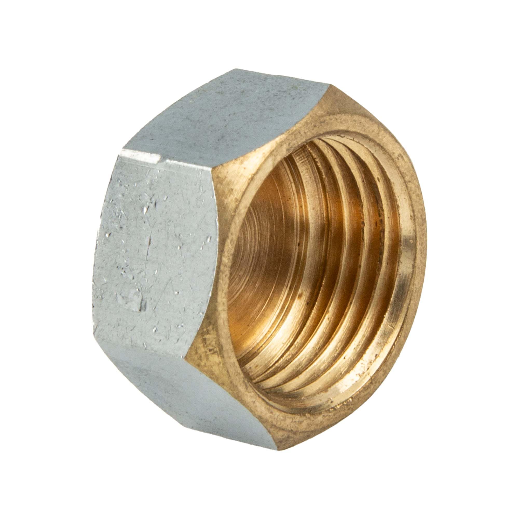 tecuro Cap with hexagon, internal thread Rp 3/4 inch, brass CW617N according to drinking water regulation 50930-6, shiny chrome-plated, IG according to DIN EN 10226