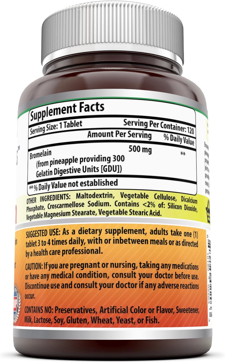 Amazing Nutrition Bromelain Proteolytic Digestive Enzymes Supplements, 500 mg, 120 Tablets (Non-GMO,Gluten Free): Health & Personal Care