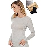 MERINNOVATION Merino Wool Base Layer Women - 100% Merino Wool Shirts for Women Lite - Midweight Long Sleeve Thermal Tops