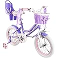 RULLY Daisy Kids Bike for Girls Ages 2-9 Years, 12 14 16 18 Inch Princess Girls Bicycle with Doll Bike Seat, Training Wheels, Basket and Streamers, Kids Cycle Bikes, Multiple Colors