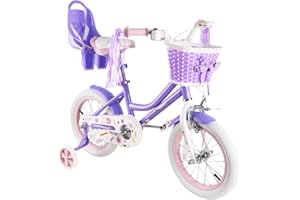 RULLY Daisy Kids Bike for Girls Ages 2-9 Years, 12 14 16 18 Inch Princess Girls Bicycle with Doll Bike Seat, Training Wheels, Basket and Streamers, Kids Cycle Bikes, Multiple Colors