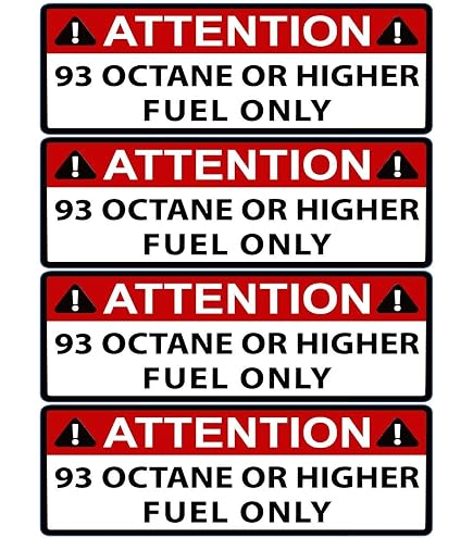 2x 93 OCTANE ONLY Fuel Door Vinyl Decal Stickers - Premium Gas Reminder For Tuned Cars