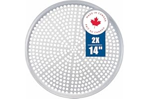 Norjac Restaurant-Grade| Non-Stick 14-Inch Perforated Aluminum Pizza Pan, 2 Pack | Heavy-Duty Rust-Proof Oven Tray