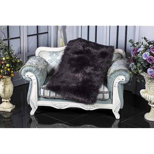 Faux Sheepskin Area Rug Chair Cover Seat Pad Plain Shaggy Area Rugs for Bedroom Sofa Floor