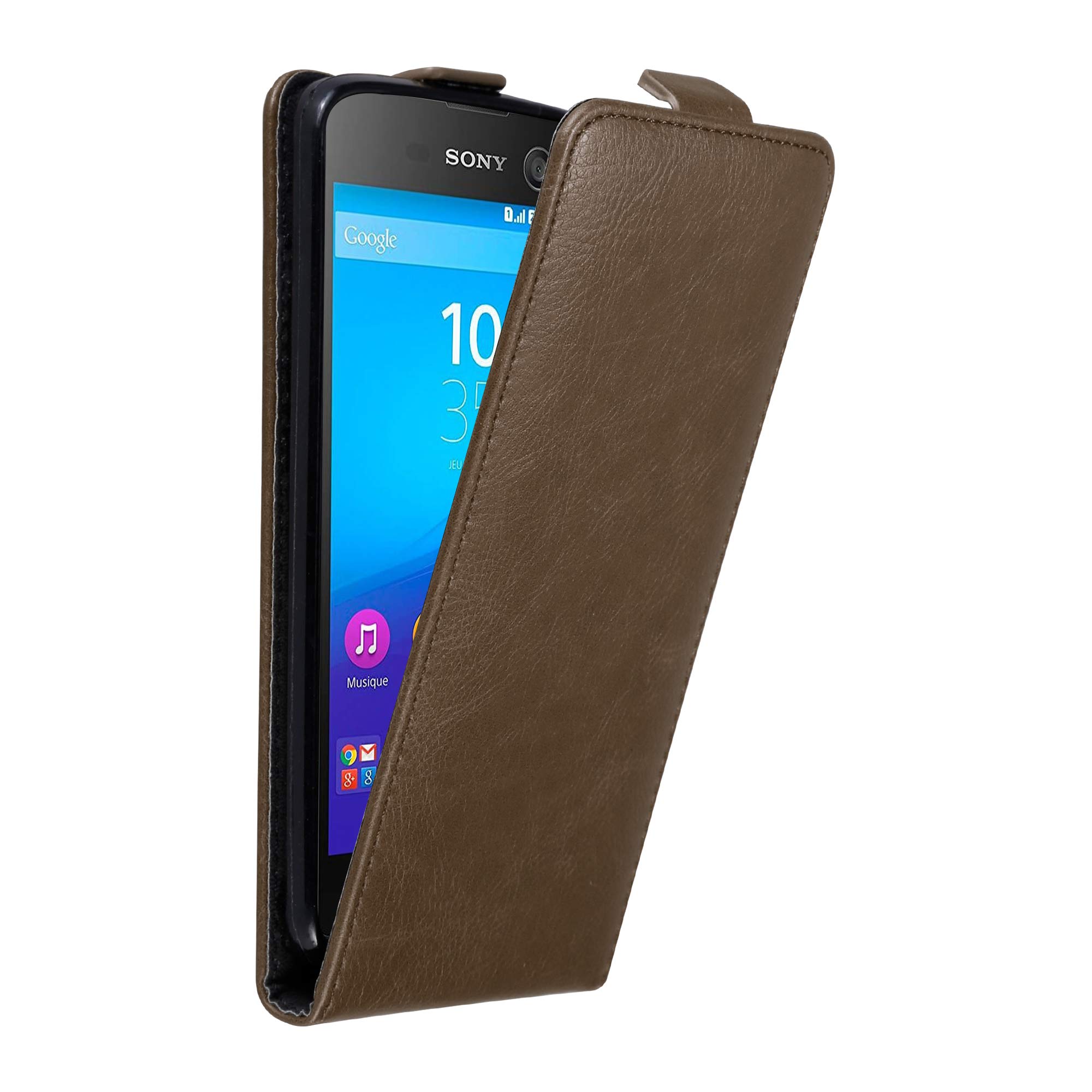 cadorabo Case works with Sony Xperia M5 in COFFEE BROWN - Flip Style Case with Magnetic Closure - Wallet Etui Cover Pouch PU Leather Flip