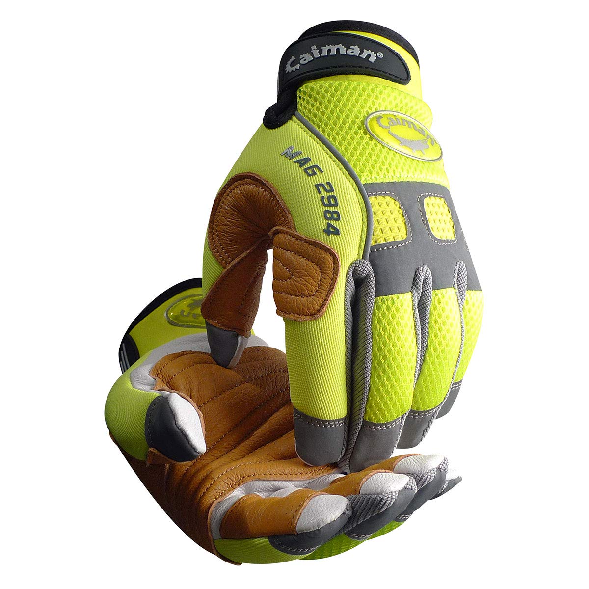MAG, Multi-Activity Glove with Goat Grain Leather Patch Palm, Hi-Vis AirMesh Back, Pinch'd-Tip Fingers, Neoprene Knuckle, High-Vis Yellow/Gold, X-Large (2984-6)