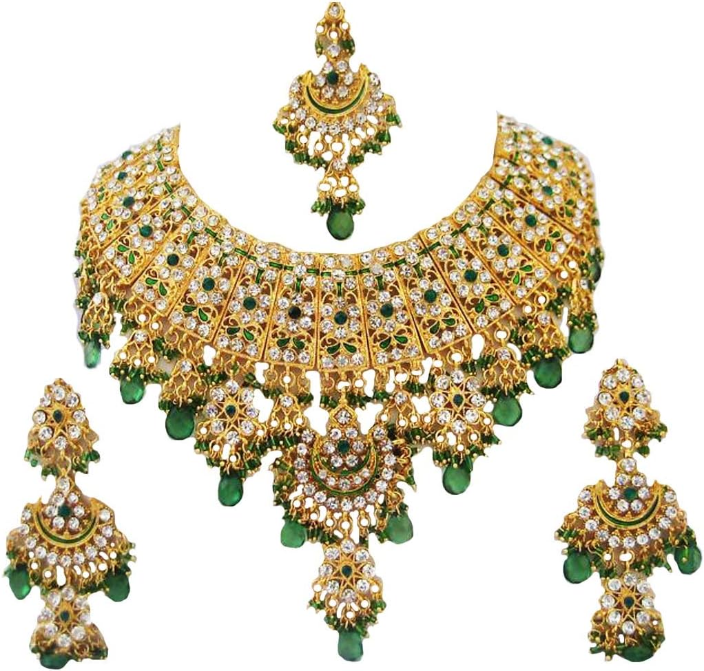 Fkraft Cubic Zirconia Wedding Jewellery Indian Bridal Necklace for Women